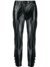 OLIVIER THEYSKENS OLIVIER THEYSKENS FITTED LEATHER TROUSERS - BLACK