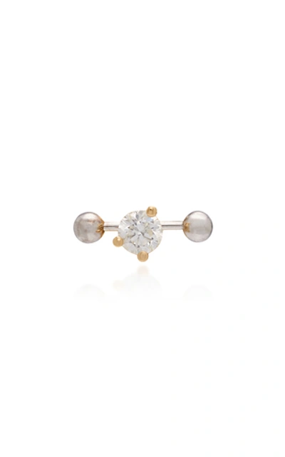 Delfina Delettrez 18kt Yellow And White Gold Two In One Diamond Earring
