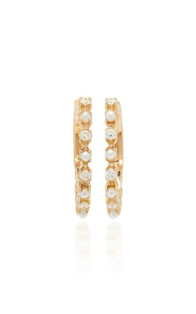 Marlo Laz Full Circle 14k Gold Diamond And Pearl Earrings