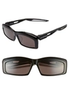 BALENCIAGA 59MM RECTANGULAR SUNGLASSES - SHINY BLACK/ GREY,BB0026SA001