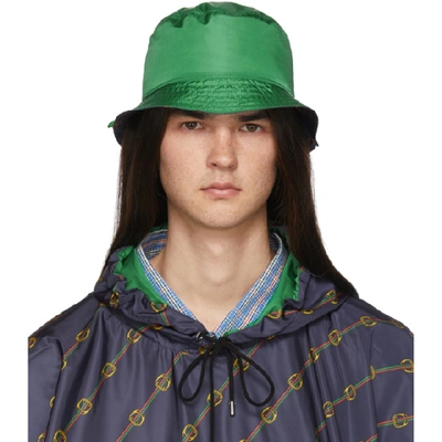 Gucci Reversible Green Nylon Bucket Hat In Blue