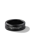 David Yurman Streamline Two-row Black Diamond Band Ring In Tbabd
