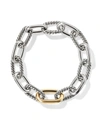 David Yurman Sterling Silver And 18kt Bonded Yellow Gold Detail Dy Madison Medium Bracelet In S8