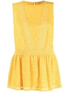 MICHAEL MICHAEL KORS MICHAEL MICHAEL KORS GEOMETRIC FLORAL LACE TOP - YELLOW