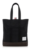 THOM BROWNE SUEDE-TRIMMED SHELL TOTE,715969