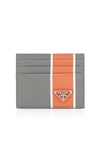 PRADA Striped Textured-Leather Card Case,2MC223-2FAF
