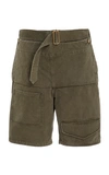 JW ANDERSON BELTED FOLD-FRONT COTTON SHORTS,SR00419C