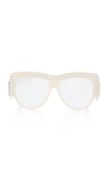 GUCCI CRYSTAL-EMBELLISHED D-FRAME ACETATE SUNGLASSES,713879