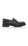 LANVIN PEBBLE-GRAIN LEATHER PENNY LOAFERS,714510