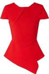 ROLAND MOURET BRACKNELL ASYMMETRIC WOOL-CREPE PEPLUM TOP