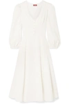 STAUD BIRDIE LINEN-BLEND MIDI DRESS