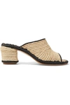 CARRIE FORBES RAMA TWO-TONE WOVEN RAFFIA MULES