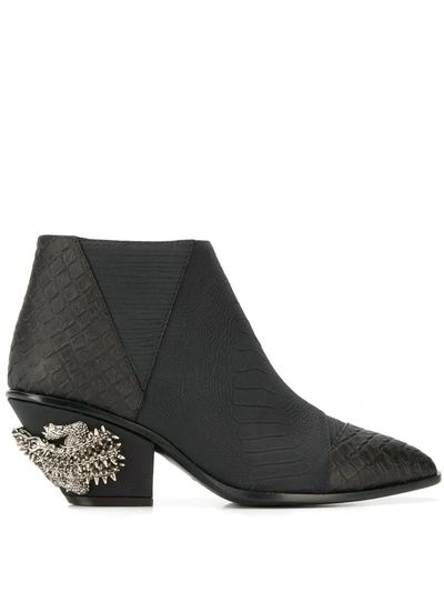 Giuseppe Zanotti Kevan Alligator Print Ankle Boots In 002 Black