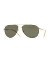 Oliver Peoples Women's Benedict Polarized Aviator Sunglasses, 59mm In Green