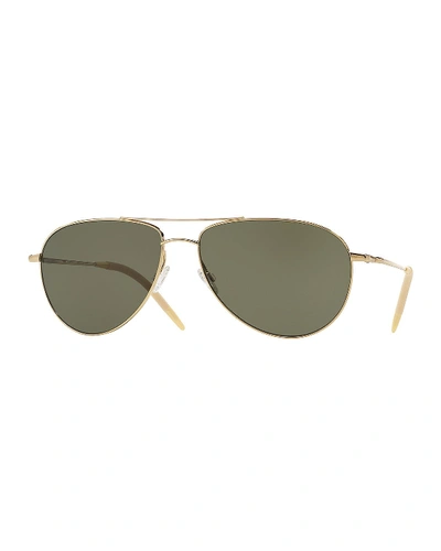 Oliver Peoples Women's Benedict Polarized Aviator Sunglasses, 59mm In Green
