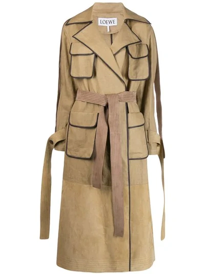 Loewe Belted Trench Coat In Neutrals