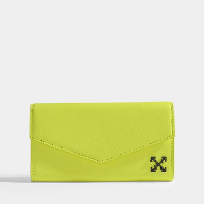 Off-white Long Wallet In Neon Yellow Calfskin