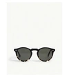 Oliver Peoples Gregory Peck Phantos 50mm Polarized Round Sunglasses In Black