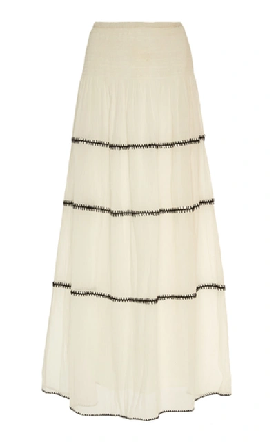 Anaak Lago Embroidered Cotton-voile Maxi Skirt In White