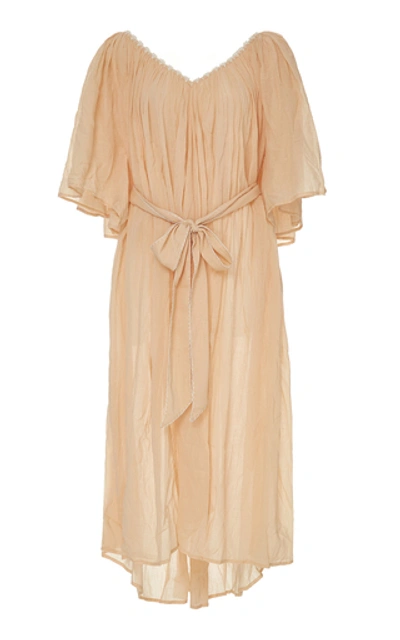 Anaak Isadora Tie-front Cotton-voile Midi Dress In Neutral