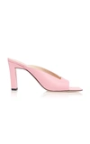 Wandler Isa Square Open-toe Leather Mules In Pink