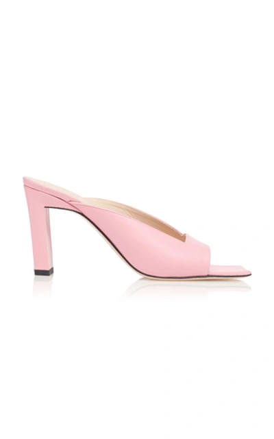 Wandler Isa Square Open-toe Leather Mules In Pink