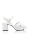 Prada Crocodile-print Crisscross Sandals In White