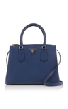 Prada Galleria Medium Textured-leather Tote In Blue