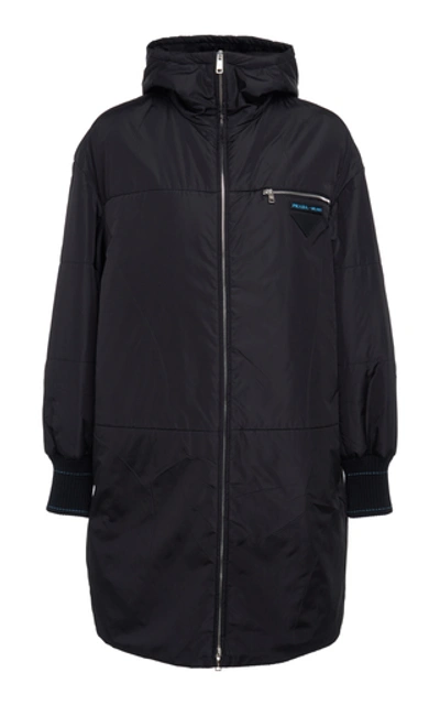 Prada Hooded Quilted Shell Down Jacket In Black