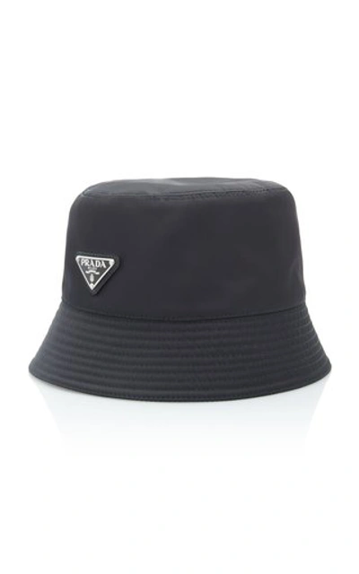 Prada Logo-embellished Shell Bucket Hat In Black