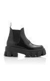 Prada 60 Glossed-leather Platform Chelsea Boots In Black