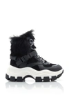 PRADA FUR-TRIMMED LEATHER AND RUBBER HIGH-TOP trainers,730501