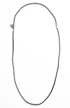 TITLE OF WORK BRAIDED LEATHER & PYRITE NECKLACE,NE070-PYRUSSNL-SIBKRD