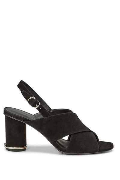 Rebecca Minkoff Aaiden Embellished Suede Slingback Sandals In Black
