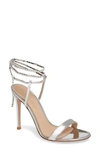 GIANVITO ROSSI SERENA CRYSTAL ANKLE WRAP SANDAL,G31123-15RIC-MET