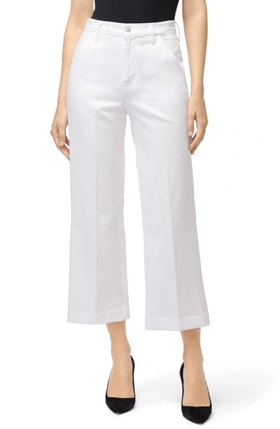 J Brand Joan High-rise Braided Split Hem Wide-leg Jeans In Braided White