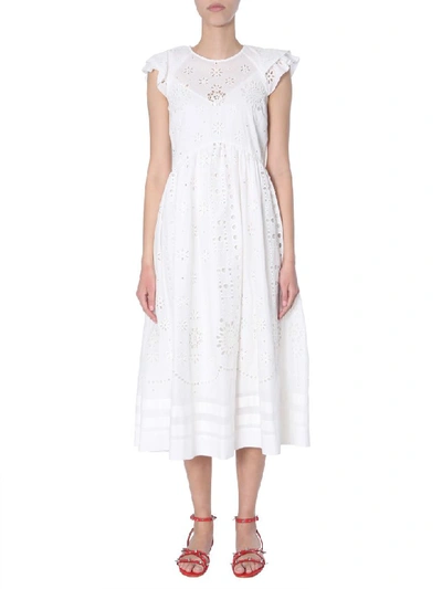 Red Valentino Cotton Voile Dress In White