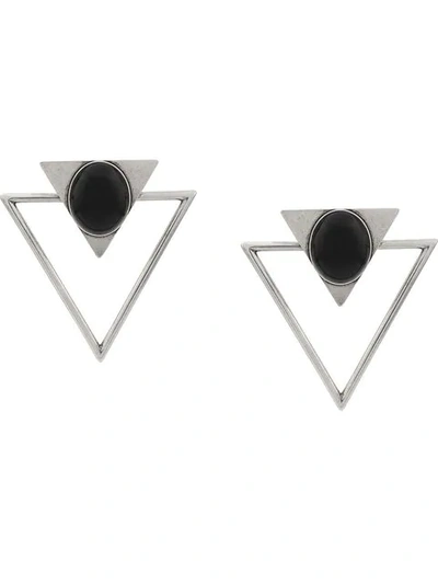 Saint Laurent Oversized Triangle Earrings - 金属色 In Silver & Black