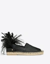 VALENTINO GARAVANI VALENTINO GARAVANI VLOGO GRAINY CALFSKIN ESPADRILLE WITH FEATHER DETAILS WOMEN BLACK 100% CALFSKIN 3