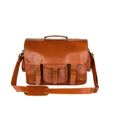 Mahi Leather Large Buffalo Leather Harvard Satchel Messenger Bag In Tan