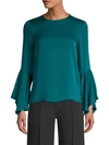 MILLY HOLLY SILK-BLEND BELL-SLEEVE BLOUSE,0400010650983