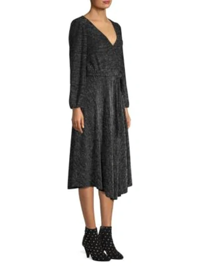 Alice And Olivia Coco Metallic Midi Dress In Black