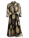 TERI JON BY RICKIE FREEMAN METALLIC FLORAL TIE SHIRTDRESS,400010818926