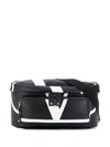 Valentino V-logo Leather Belt Bag - Black In Black