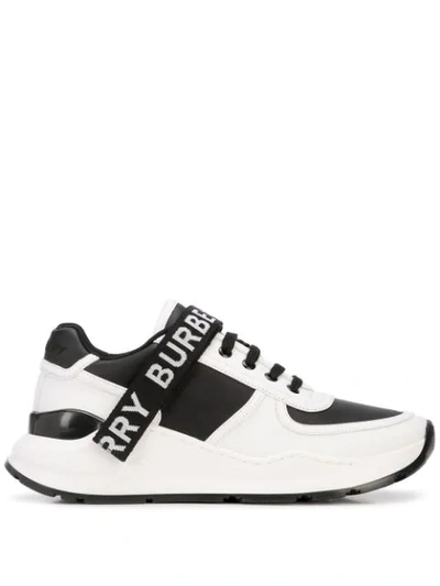 Burberry Ronnie Two-tone Leather Logo Sneakers In White