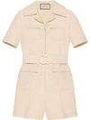 GUCCI WOOL SILK SHORT BELTED JUMPSUIT