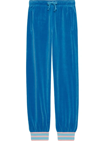 Gucci Velvet Track Pants - 蓝色 In Blue
