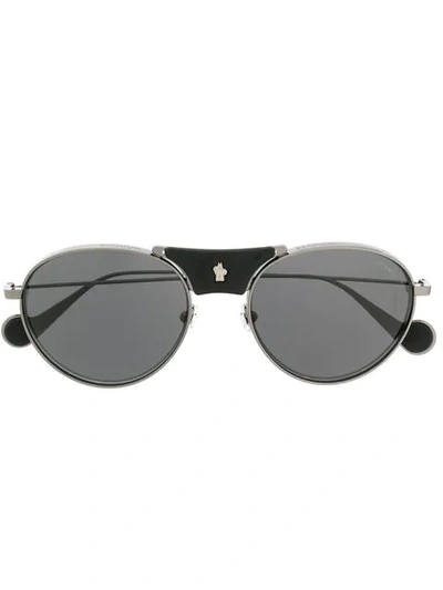 Moncler Round Sunglasses In Black