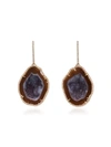 KIMBERLY MCDONALD RED GOLD DROP EARRINGS WITH RED AND PURPLE GEODE AND DIAMOND BEZEL