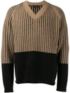 JOSEPH CONTRAST LONG-SLEEVE SWEATER